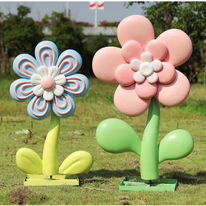 life size party display props resin hot air balloon props fiberglass flower statue for sale