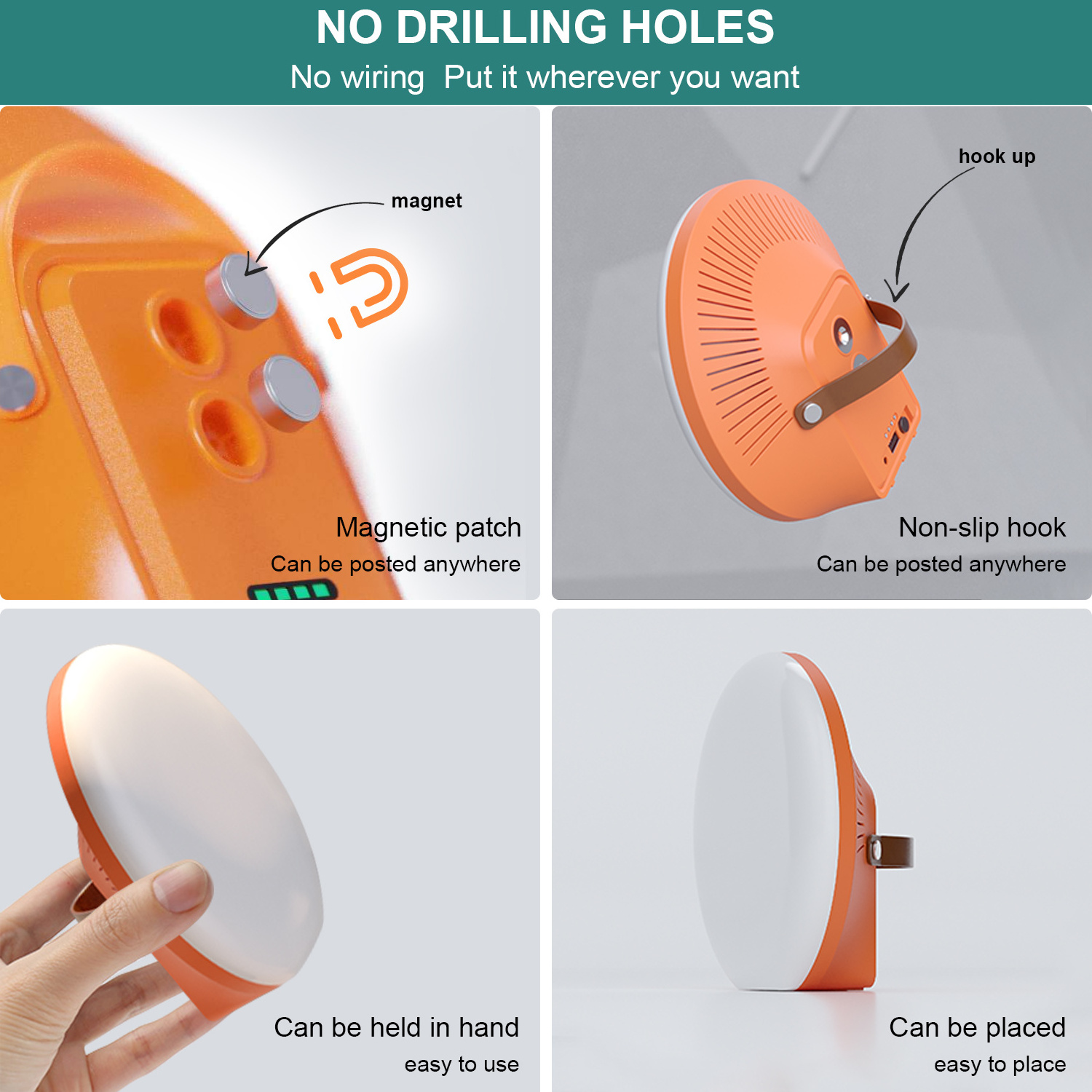 Lampara de camping colgante LED recargable portatil Luz de emergencia de energia solar al aire libre con panel solar