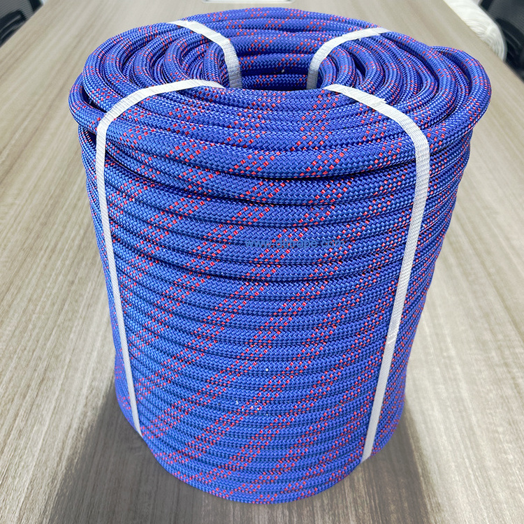 Double Solid Braided Rope In 12/16Strand Marine Mooring Rope With Colorful Nylon Material For Marine Industry  Rope Size 8MM