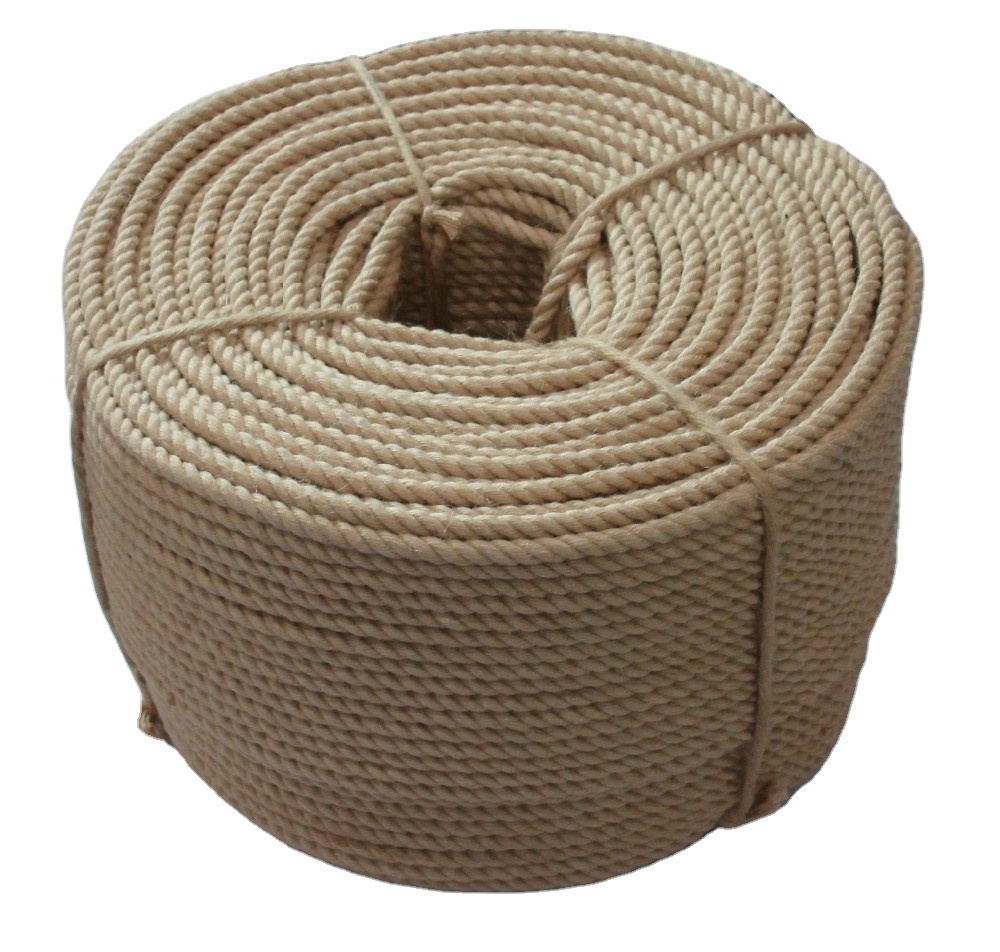 Factory Wholesale 3/4 Strand Natural Color Linen Sisal Jute Hemp Manila Twine Rope