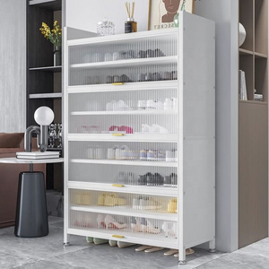 Modern shoe cabinet storage luxury living room steel storage cabinet with transparent door and shelves shoe cabinet storage