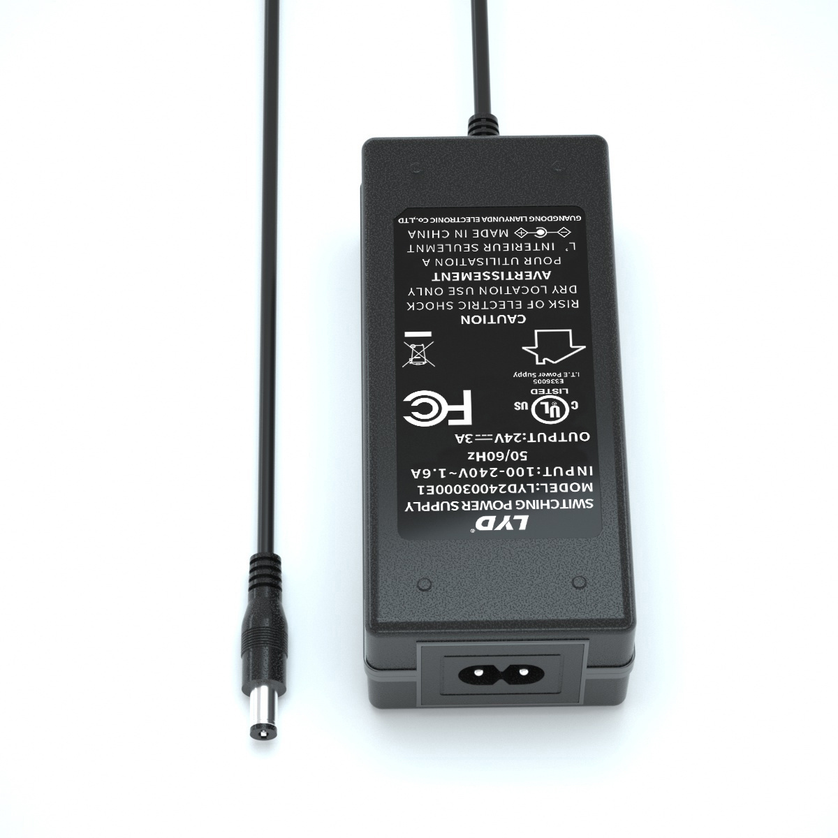 72w power adaptor switching ac/dc adapter 24v 3a