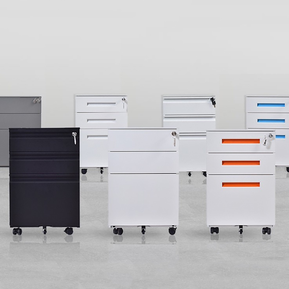 White 3 drawers metal office filing cabinet schrank locker  alacenas metalicas Mobile Pedestal with Digital Lock