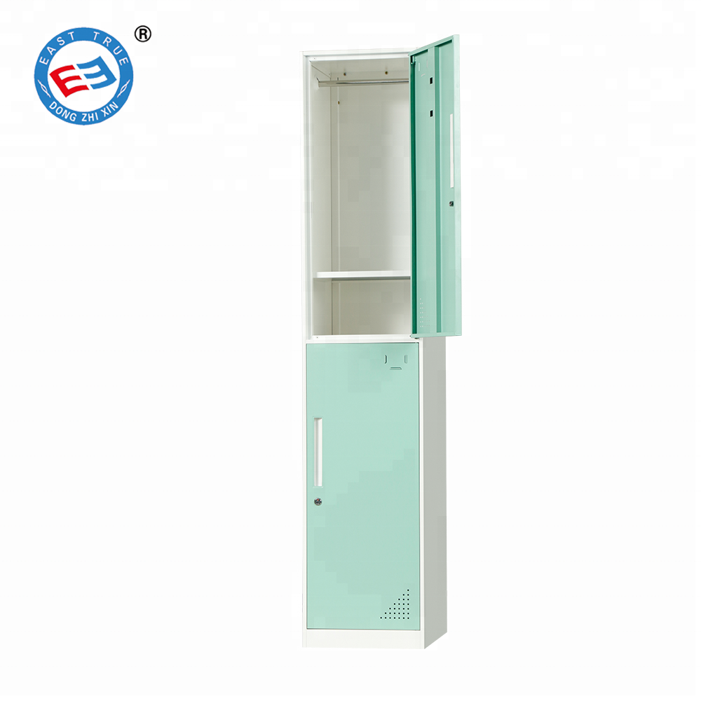 2 door lockers metal steel  single door 2 tier steel cabinet clothes locker with hanger rod