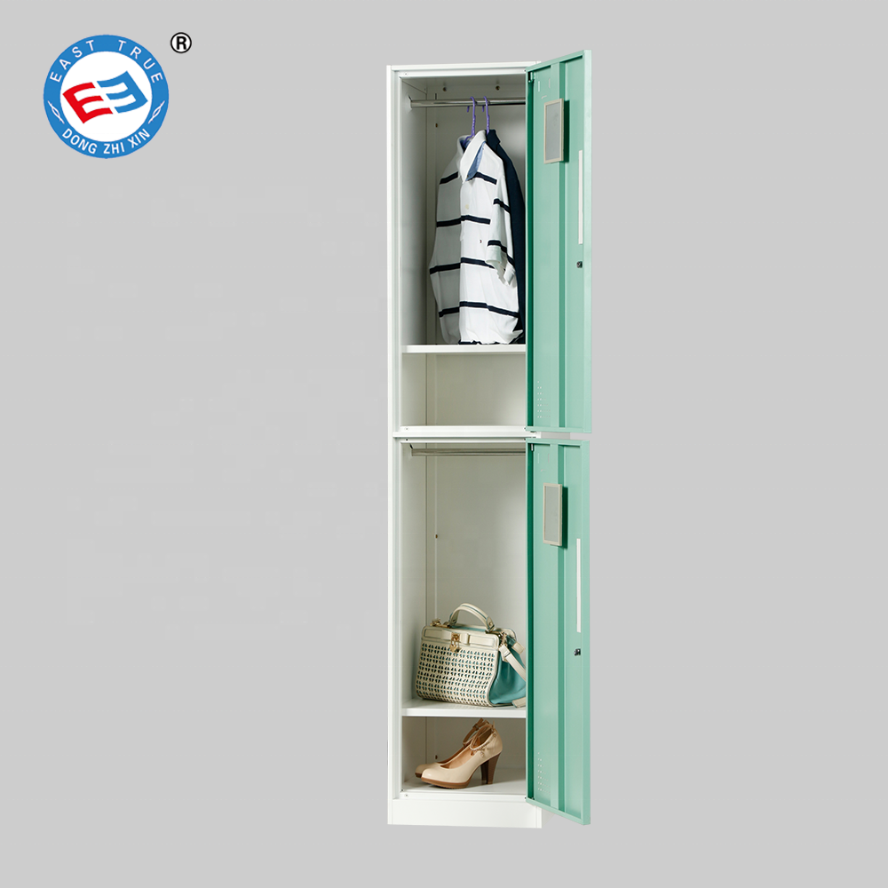 2 door lockers metal steel  single door 2 tier steel cabinet clothes locker with hanger rod