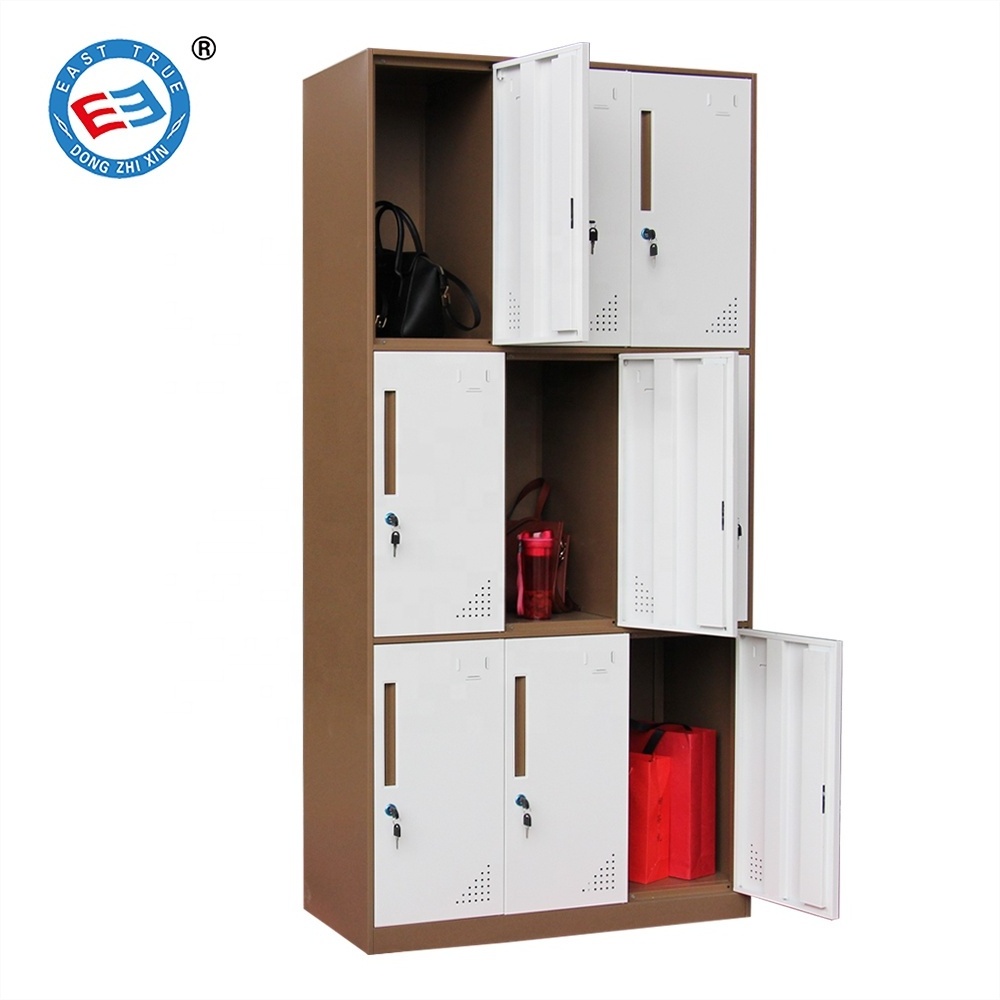 hot sale 9 door steel locker for storage bags and clothes/metal locker cupboard storage cabinet