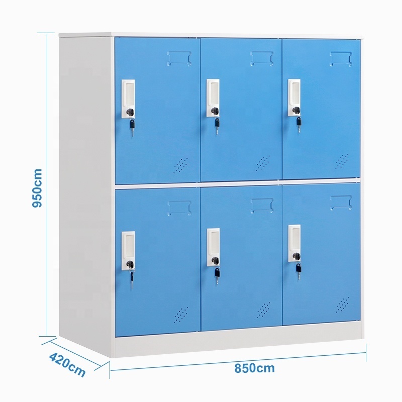 6 Door School steel  Lockers for Hostels Low Moq Metal locker Cabinet