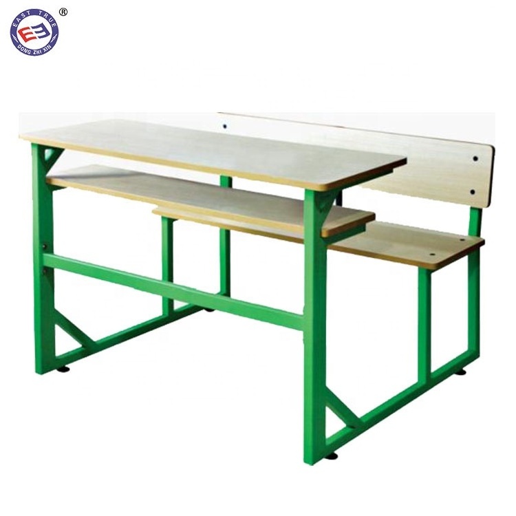 Wholesale Cheap classroom university student bench attached double seat school desks and chairs