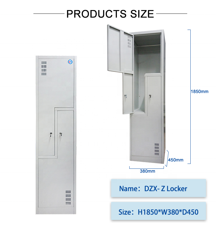 Single door z shape metal hotel staff lockers cheap beach luggage locker steel swimming pool locker