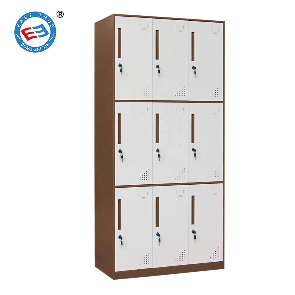 hot sale 9 door steel locker for storage bags and clothes/metal locker cupboard storage cabinet