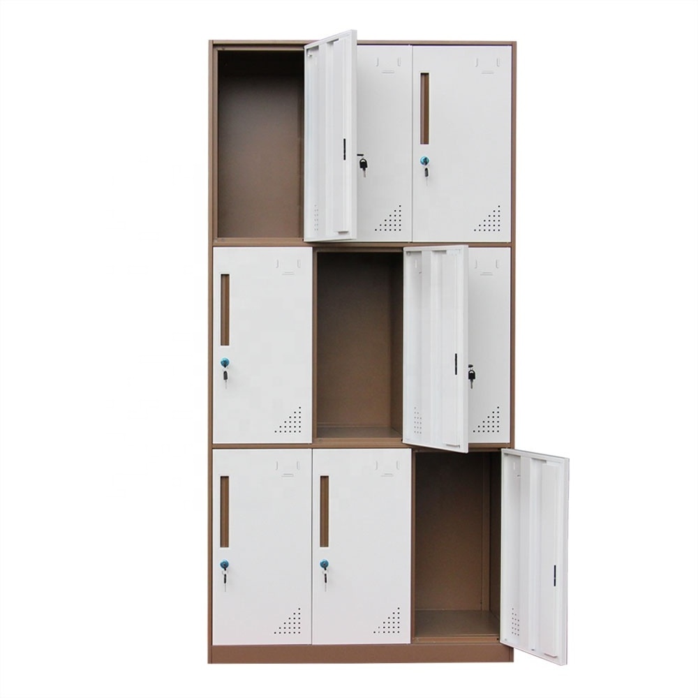 hot sale 9 door steel locker for storage bags and clothes/metal locker cupboard storage cabinet