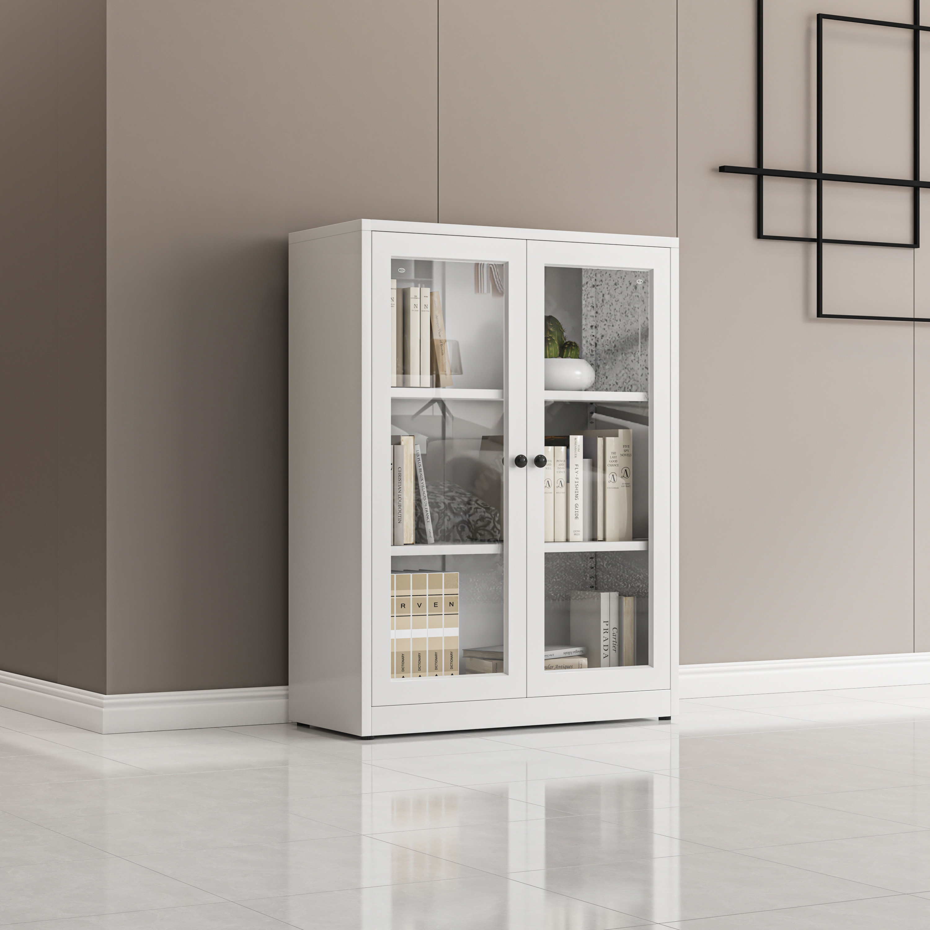 Home Furniture Kitchen metal Combination cabinet Pantry wine Cupboards glass door storage cabinet