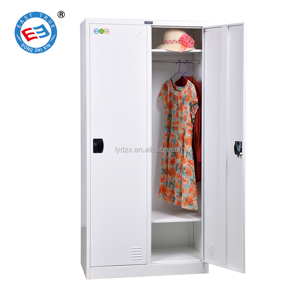 2 door lockers metal steel clothing cupboard  locker wardrobe cabinet Metal  locker with hanging rods