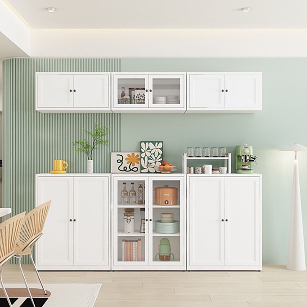 Modern Minimalist White Sideboard Cabinet Durable metal  Pantry Wine  Buffet Cabinets for Dining Room cabinet with hutch