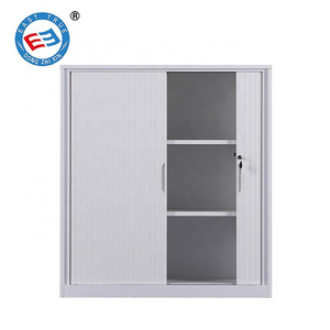 Factory price tambour door metal office storage cabinet small iron cupboard 2 door steel filing cabinet