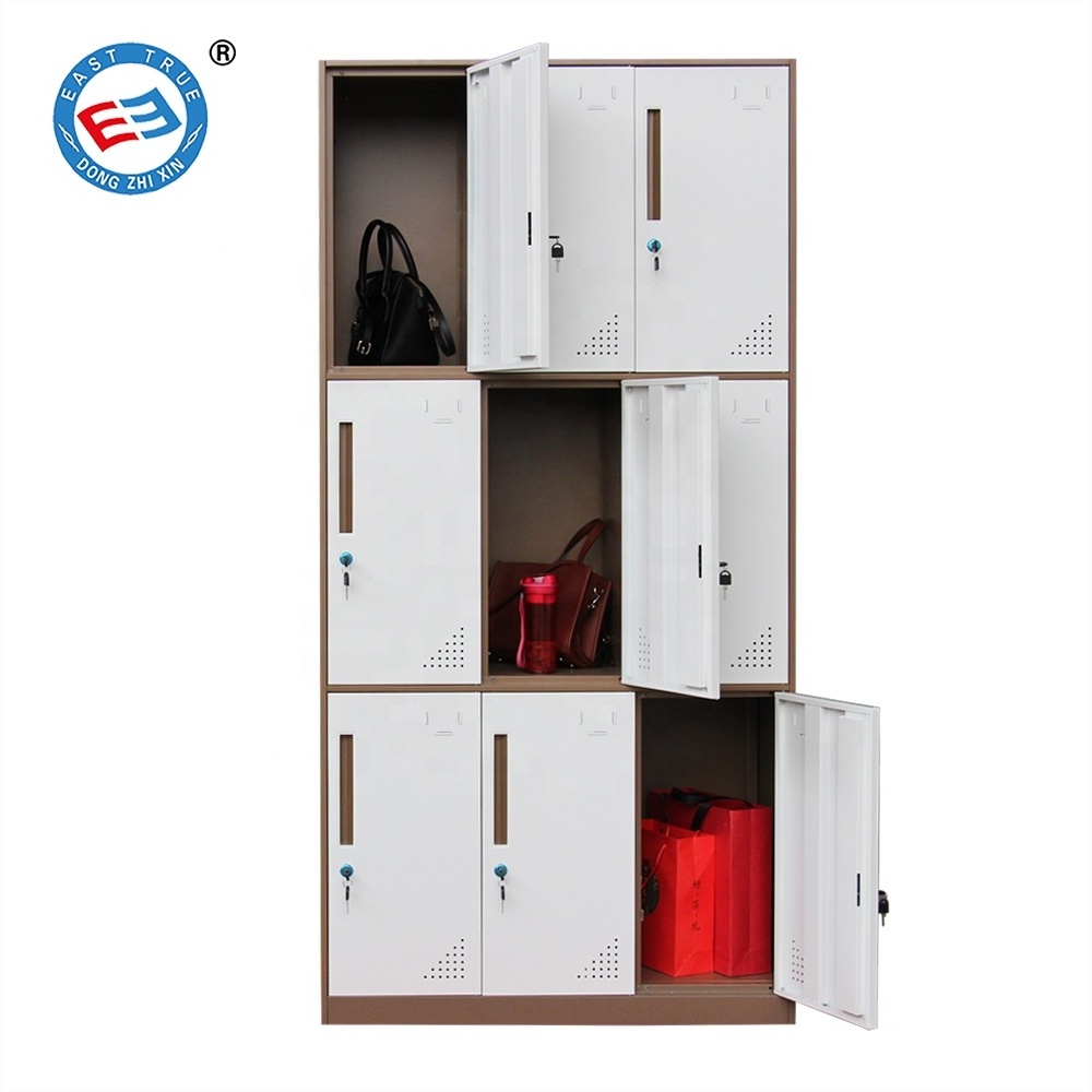 hot sale 9 door steel locker for storage bags and clothes/metal locker cupboard storage cabinet