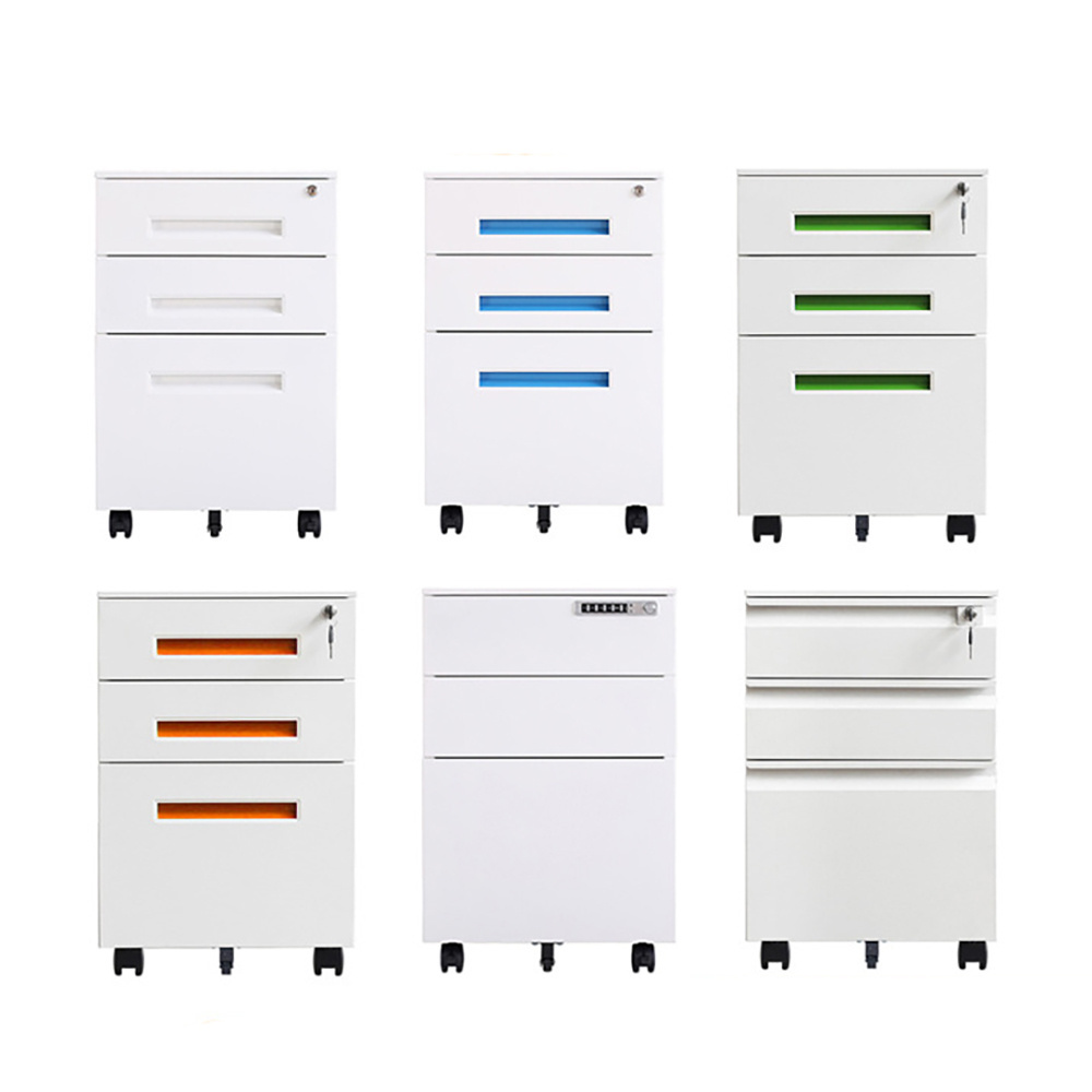 White 3 drawers metal office filing cabinet schrank locker  alacenas metalicas Mobile Pedestal with Digital Lock