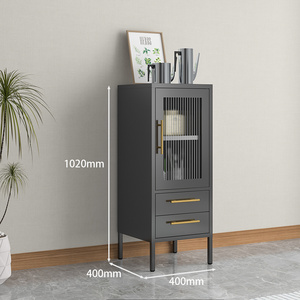 Nordic iron bookcase Combination cabinet glass mesh door display cabinet metal cupboards High Foot sundries storage cabinet