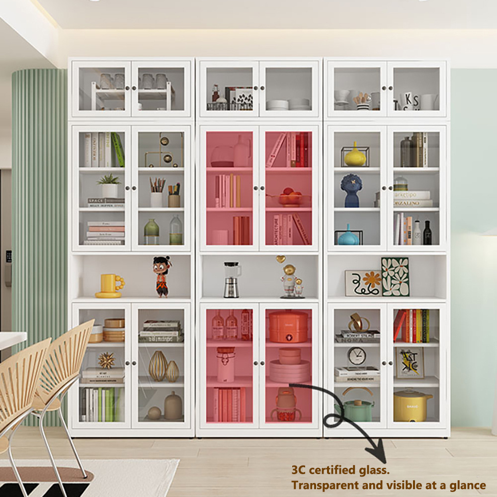 Modern Minimalist White Sideboard Cabinet Durable metal  Pantry Wine  Buffet Cabinets for Dining Room cabinet with hutch