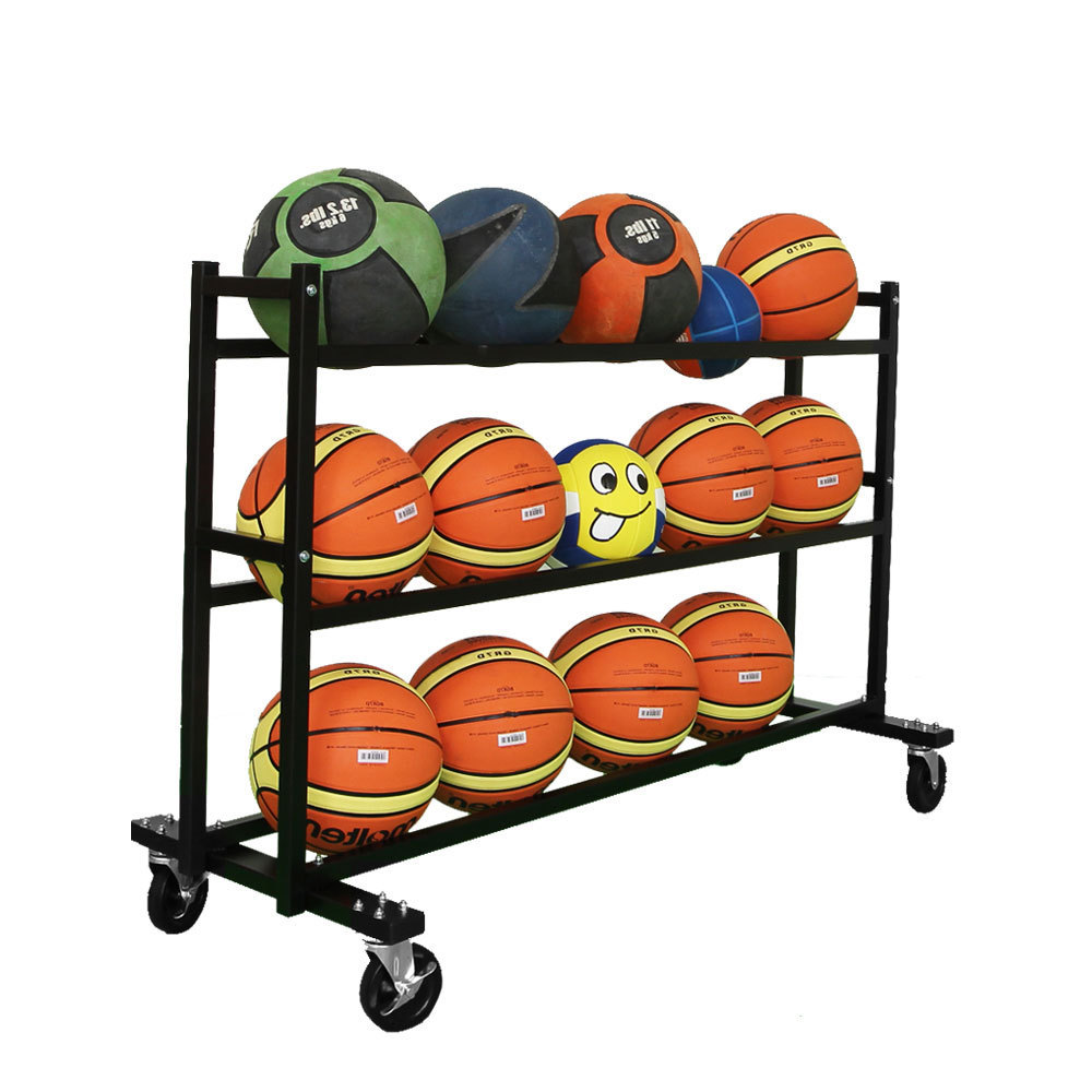 3 Tier Basketball  wheels Rack Storage  Hold 15 Ball