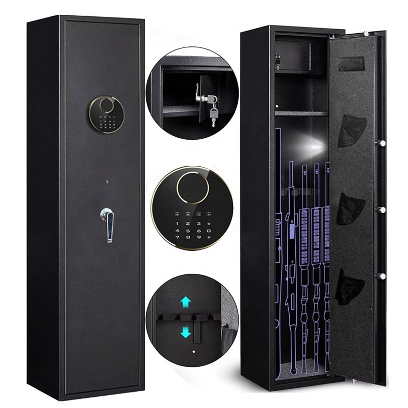 gun safe cabinet storage for weapons hot sale hidden fireproof gun safe treadlock digital fingerprint keys lock design gun safe