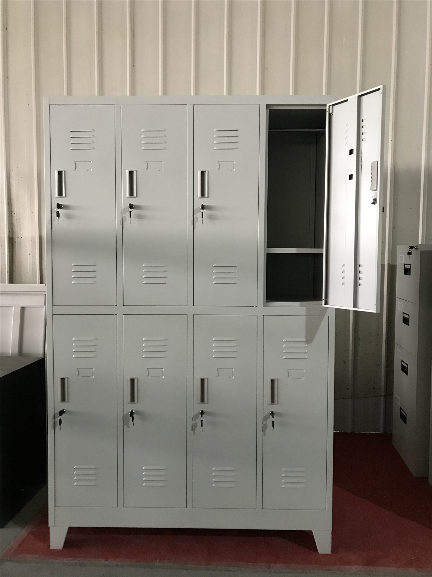 Steel  Clothes Storage Organizer 10 Doors Lockers Wardrobe 2 Tiers  Metal Cabinets Locker Closet With Standing Feet