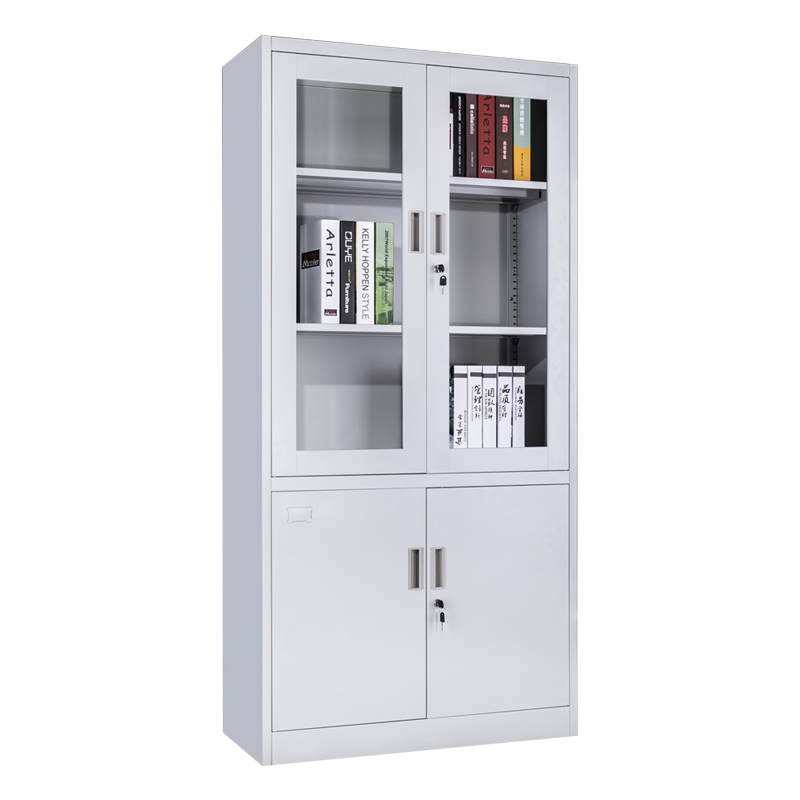 Office Furniture Half Glass Door Steel File Storage Cabinet with Lock