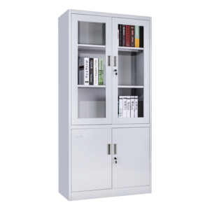 Office Furniture Half Glass Door Steel File Storage Cabinet with Lock