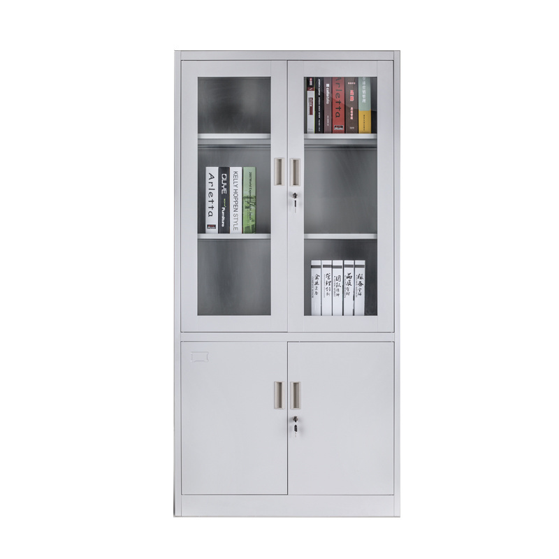 Office Furniture Half Glass Door Steel File Storage Cabinet with Lock