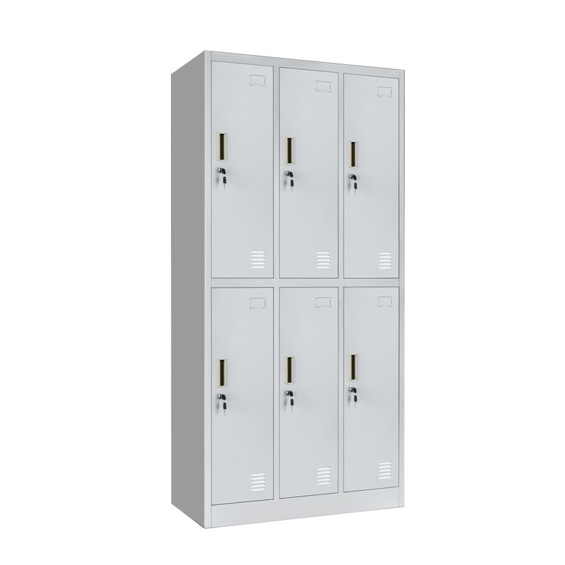 Metal Staff Work Clothes Storage Locker Cabinets Changing Room Use 6 Door Steel Locker