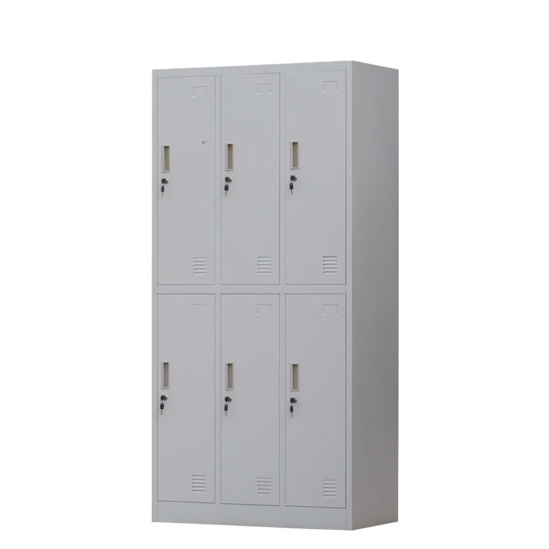 Metal Staff Work Clothes Storage Locker Cabinets Changing Room Use 6 Door Steel Locker