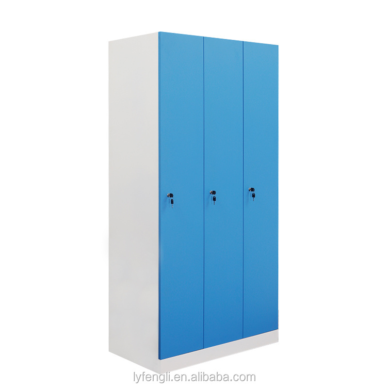 Modern Wardrobe Bedroom Adults Kids Use Plastic Handles wholesale Steel 3 Door Metal Wardrobes Door Locker Closet