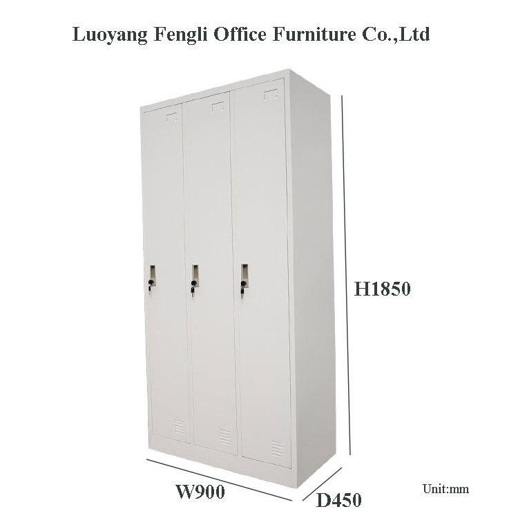 Modern Wardrobe Bedroom Adults Kids Use Plastic Handles wholesale Steel 3 Door Metal Wardrobes Door Locker Closet