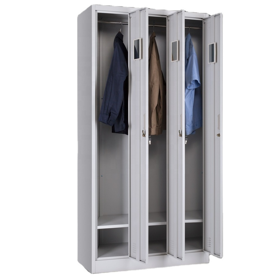 Modern Wardrobe Bedroom Adults Kids Use Plastic Handles wholesale Steel 3 Door Metal Wardrobes Door Locker Closet