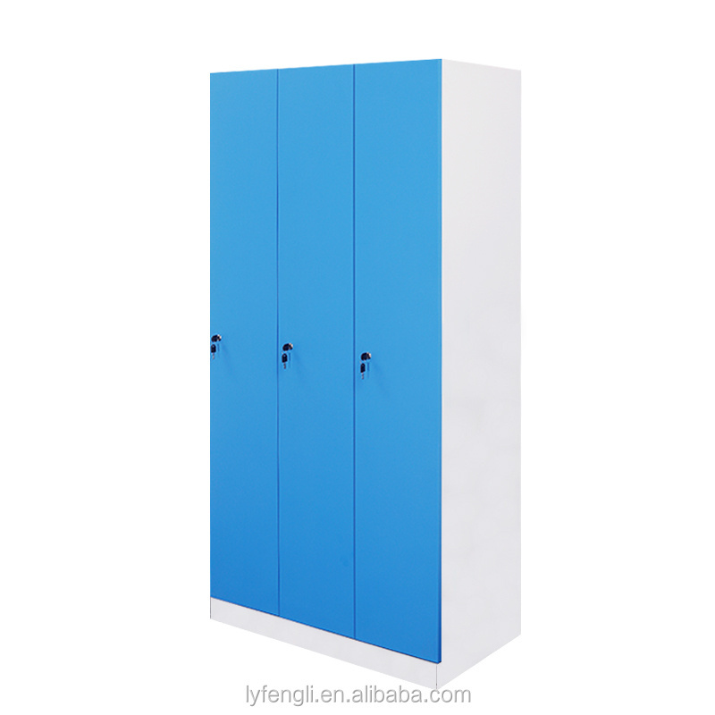 Modern Wardrobe Bedroom Adults Kids Use Plastic Handles wholesale Steel 3 Door Metal Wardrobes Door Locker Closet