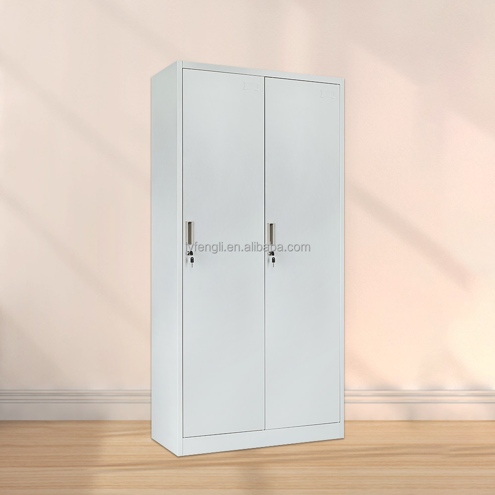 swing double 2 doors steel wardrobes furniture single person clothes hanger use stainless metal bedroom closet