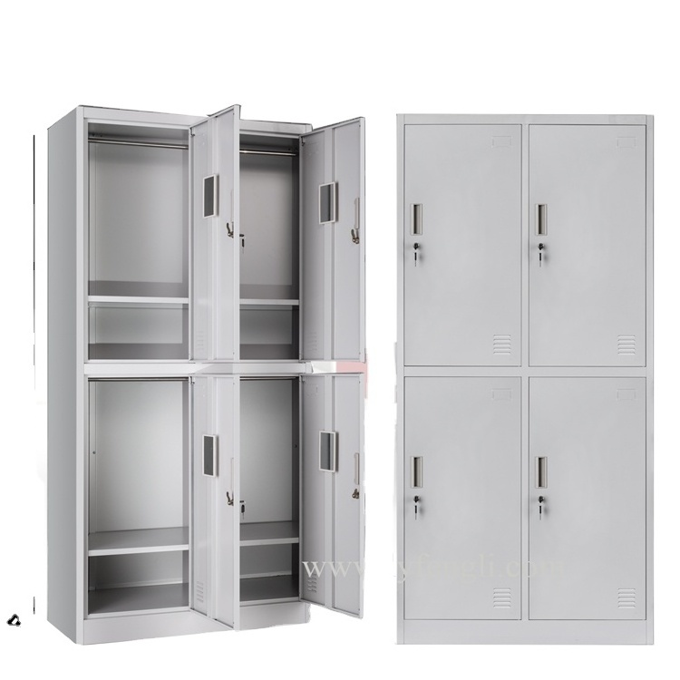 Stainless steel hanger armoire swing 4 door wardrobe cabinet metal clothes almirah