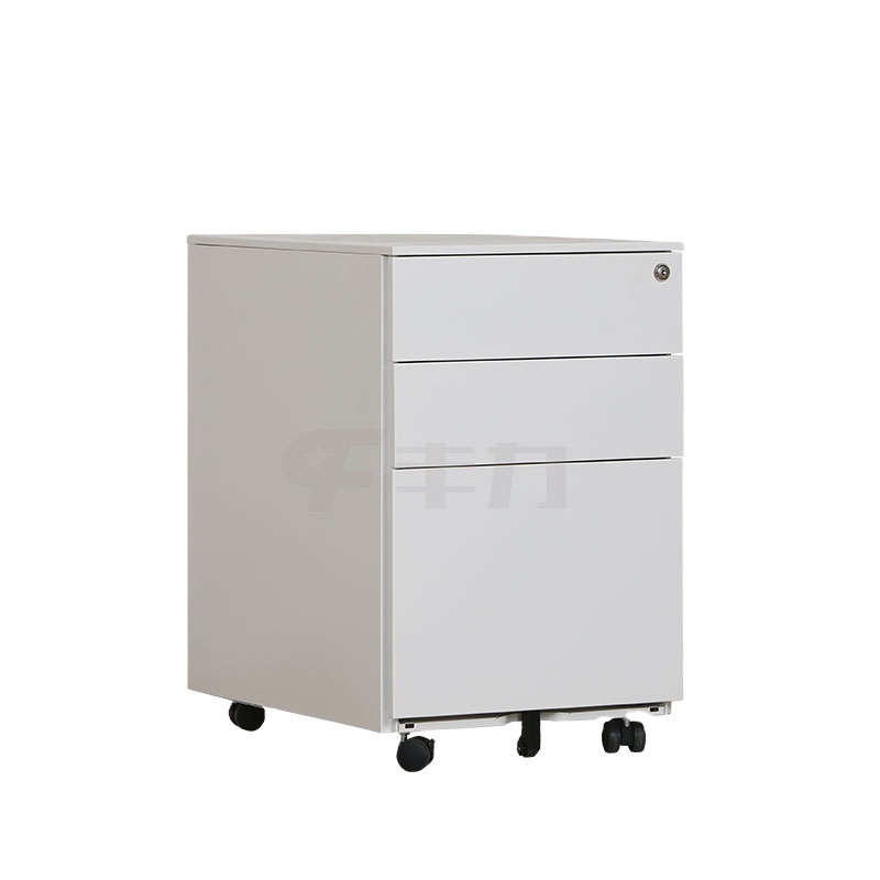 White Steel 3 Drawers Mobile Filing Cabinet Metal Pedestal Storage Cabinet with Wheels