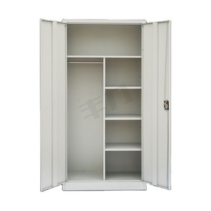 Wooden Color Design Steel Wardrobe Clothes Cabinet for Bedroom swing 2 door metal cabinet locker