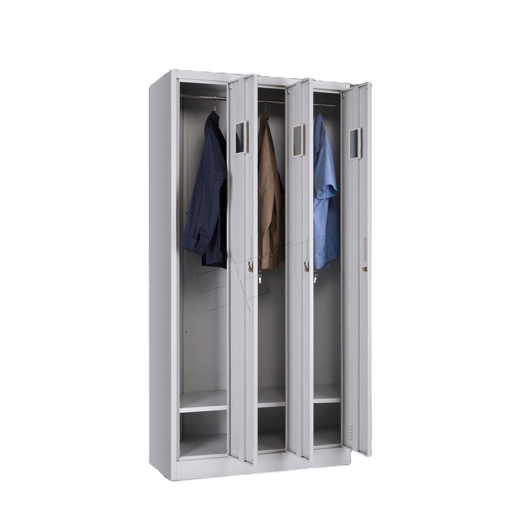 New Design 3 Door Bedroom Metal Storage Locker Wardrobe for Hanging Clothes