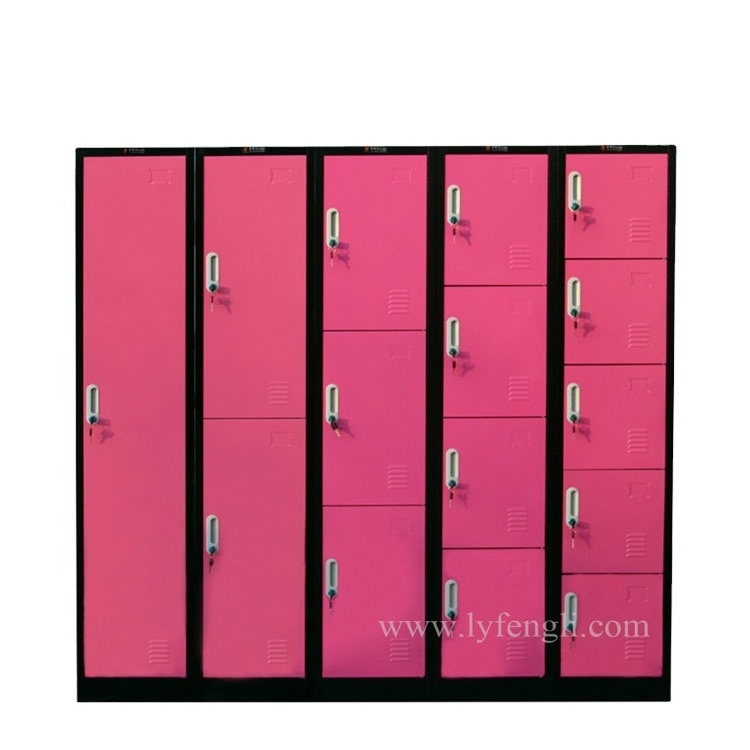 Knock Down Structure Flat Package Pink Metal Cabinet Locker 2 Door School Pink Lockers for sale