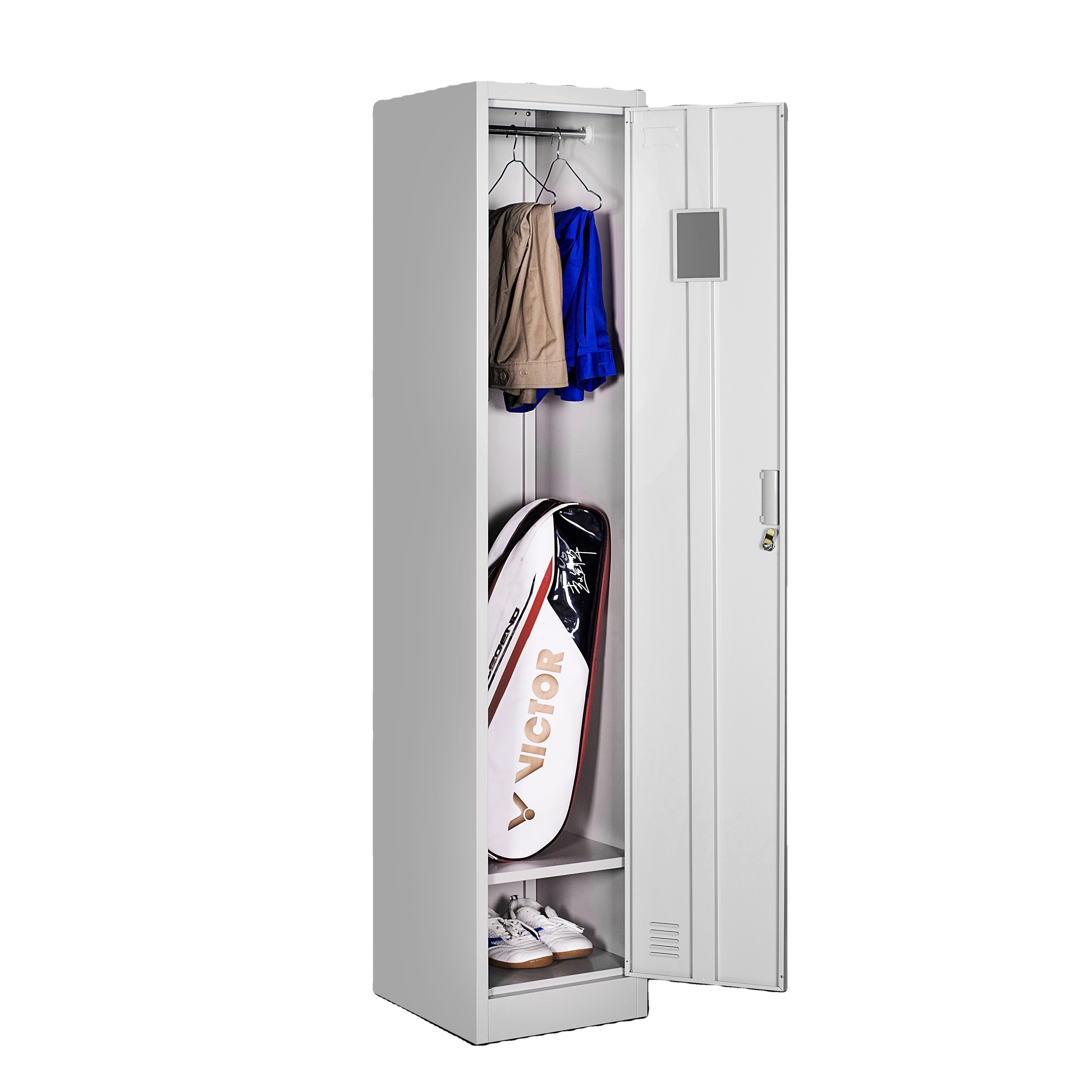 Single Door Steel Wardrobe Cabinet  stainless steel Clothes storage Locker one 1 door  Metal Wardrobe Closet