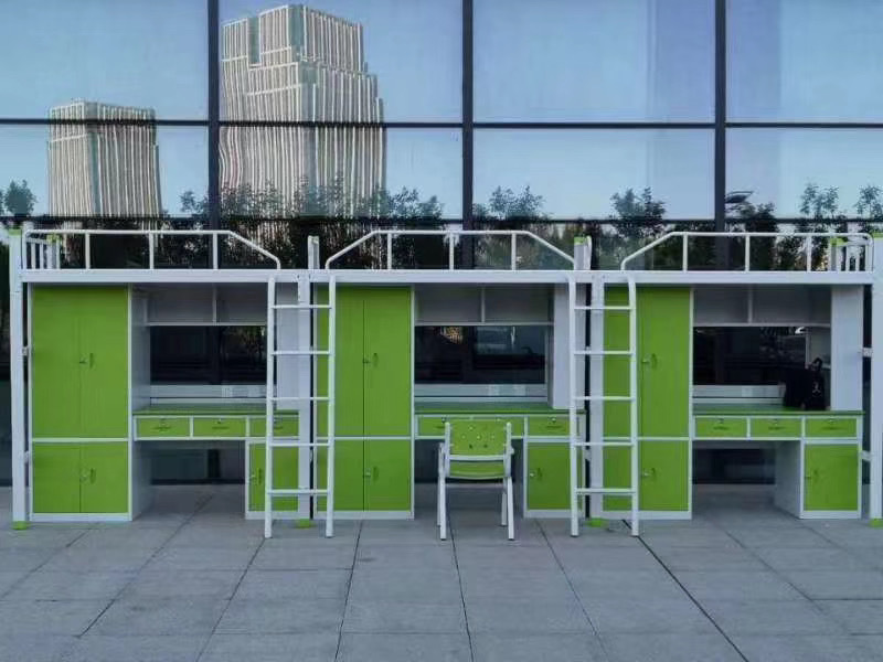 Steel bunk bed with desk and locker