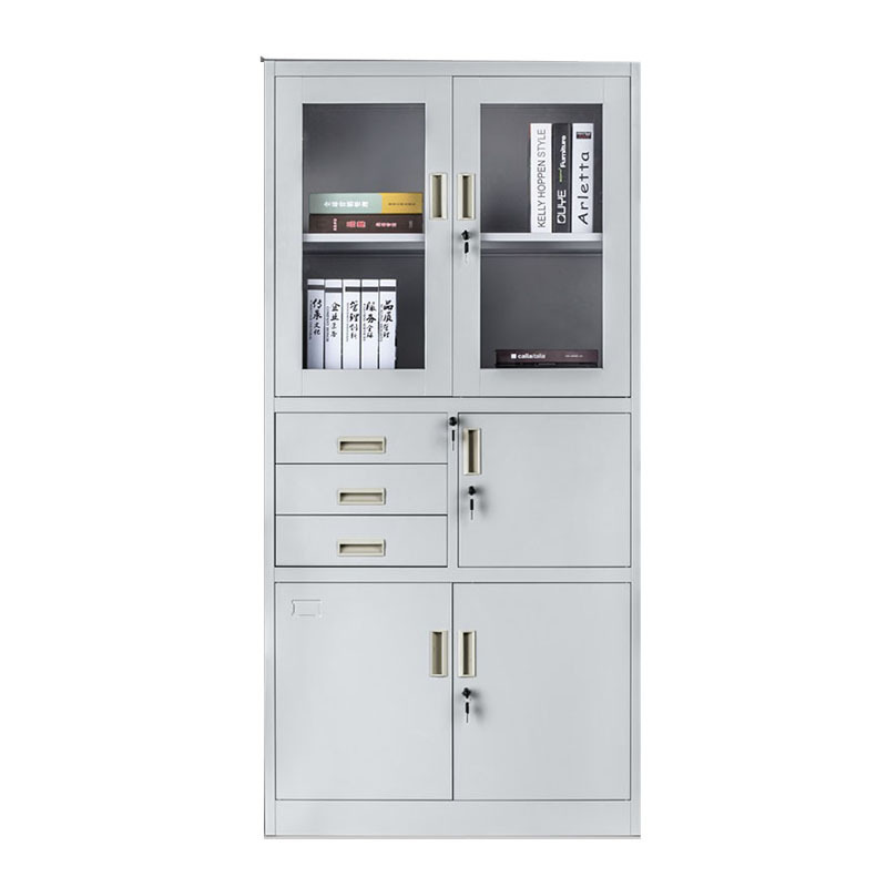 Factory sale swing glass door stainless steel file cabinet price office storage metal locker cupboard