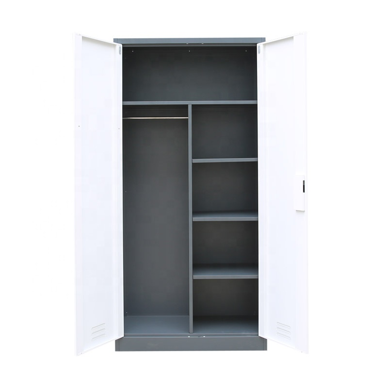 Office Furniture Steel 2 Door Janitorial Storage Cupboard Metal Dirty and Clean Cabinet