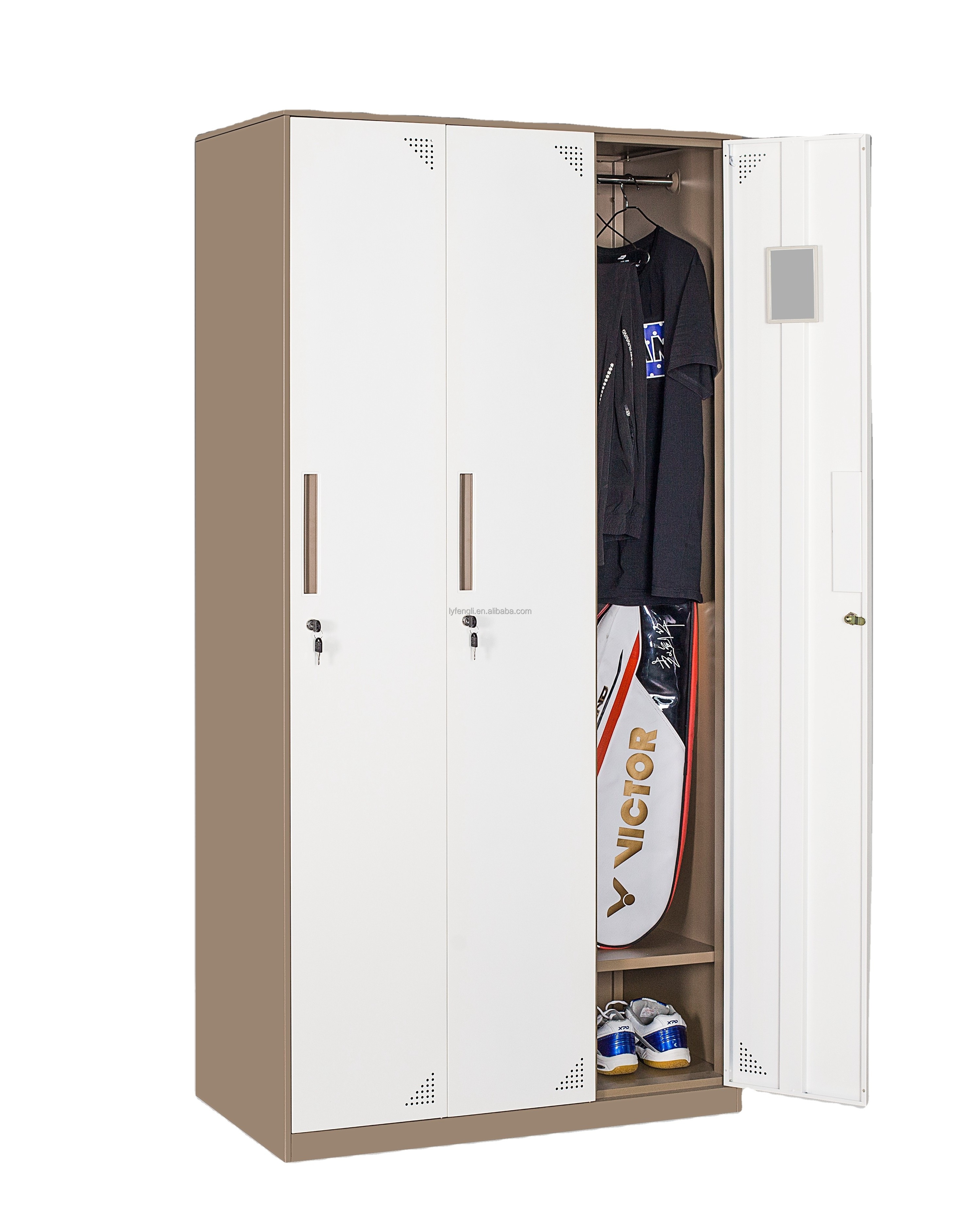 Manufactures 3 Door Wardrobe Metal Steel Locker Steel Storage Almirah  With 3 Point Lock