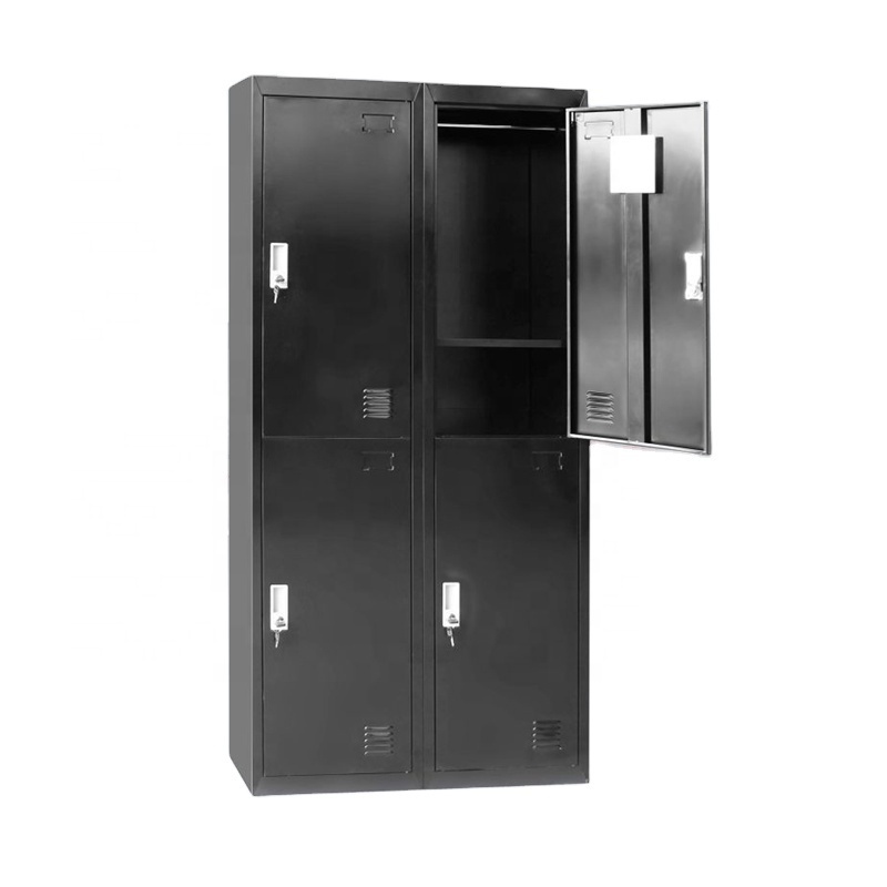 hot sale 4 Door Metal Wardrobe Steel Cabinets for Gym School Hospital Bedroom Use Office Furniture with Mirror Hanging Closet