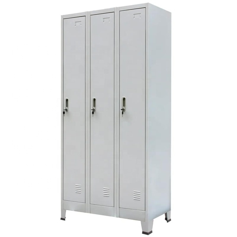 changing room 3 doors locker cabinet stainless steel 3 door steel almirah metal clothes wardrobe