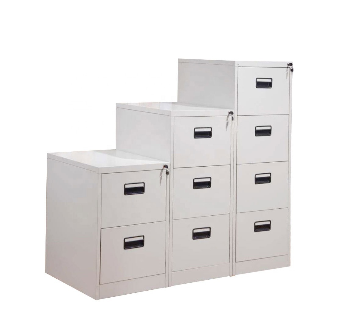 Office Equipment filing storage locker Plastic handle metal central lock system 4 drawer steel file cabinet