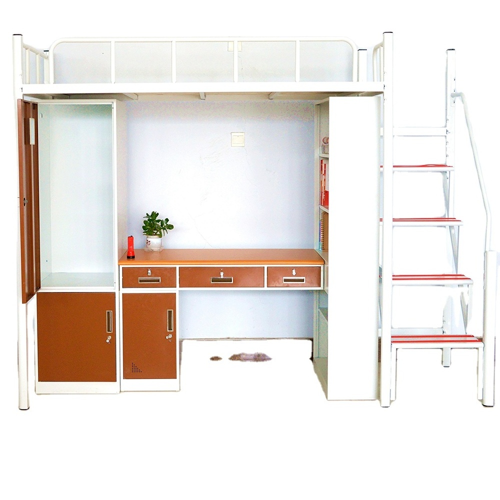 Newest Design College Student Dormitory Metal Apartment Loft Bed with Desk